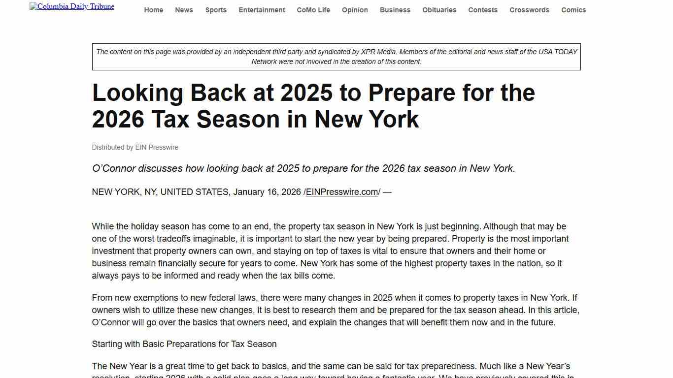 Looking Back at 2025 to Prepare for the 2026 Tax Season in New York - Columbia Daily Tribune